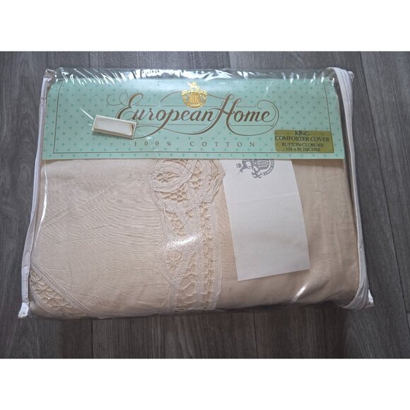Vtg NOS European Home King Comforter Cover 104x86 Inches Button Closure 100% Cot - Picture 2 of 6